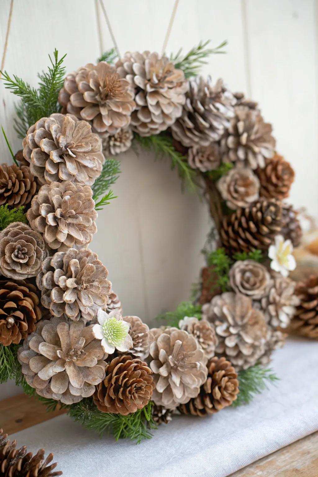 Celebrate the splendor of nature with an evergreen cone floral garland, ideal for imbuing your area with seasonal allure.