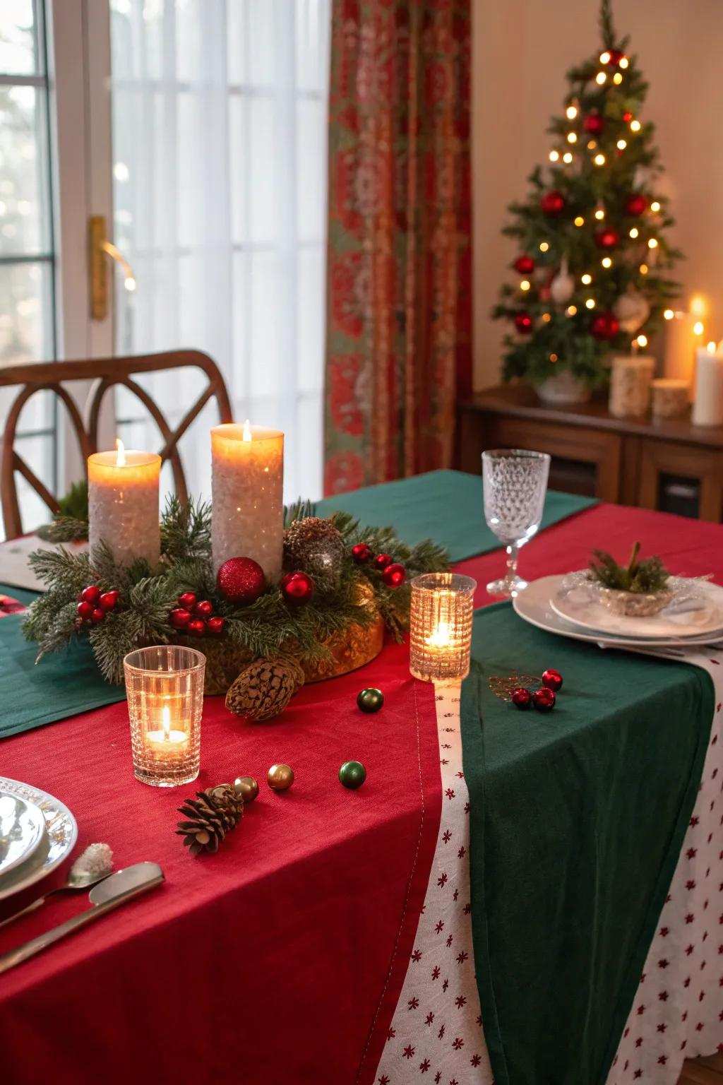 Celebratory lights fashion a pleasant and inviting setting.