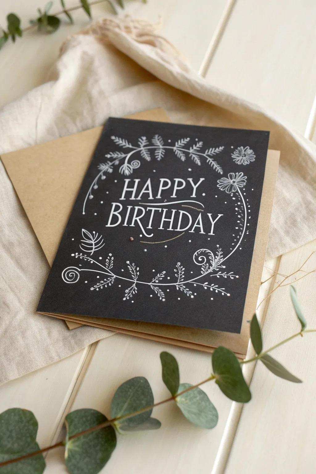 Chalkboard Charm: A touch of vintage elegance for your birthday wishes.