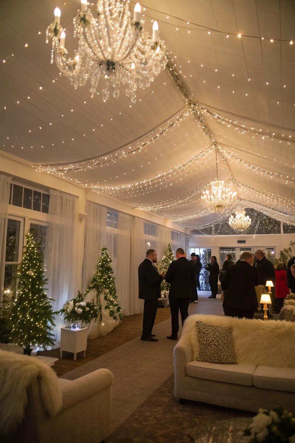 Chandeliers and fairy lights inject a spellbinding glow to your occasion.