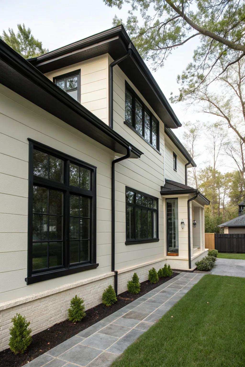 Charcoal trims furnish a sleek and modern juxtaposition.