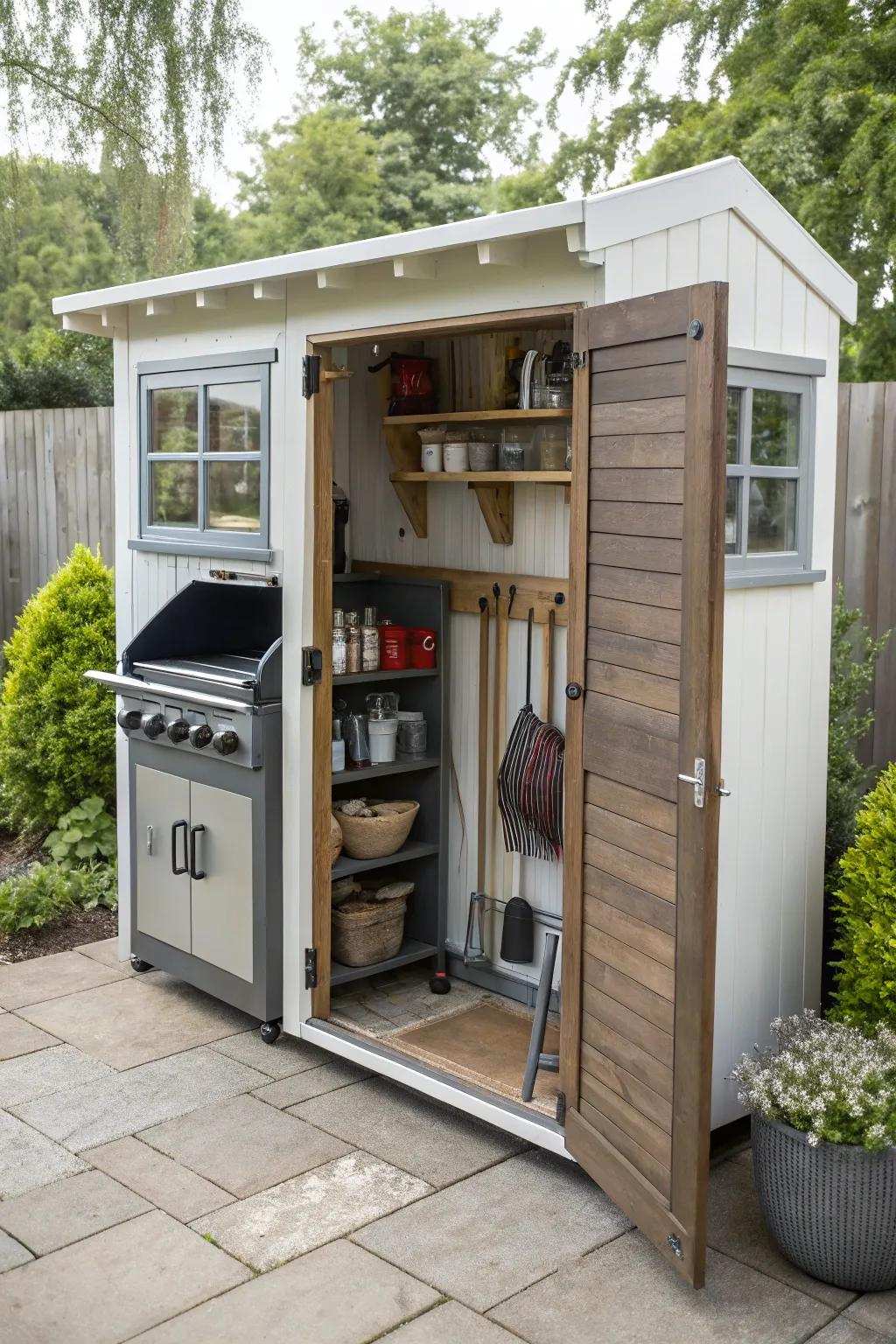 Charming and efficient: a space-saving BBQ structure.