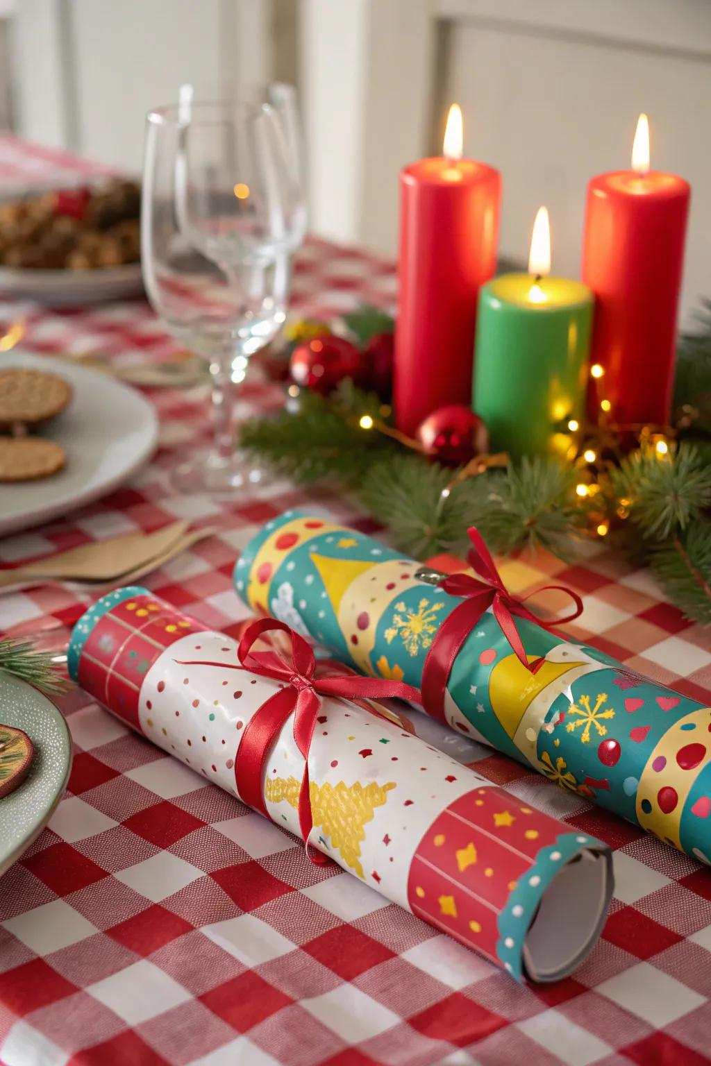 Christmas firecrackers contribute an element of amazement and amusement to the table.