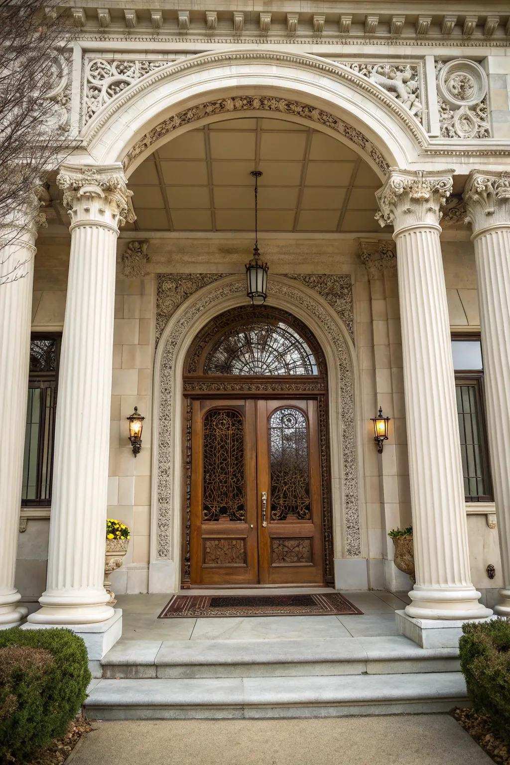 Classic construction radiates with detailed supports and arches.