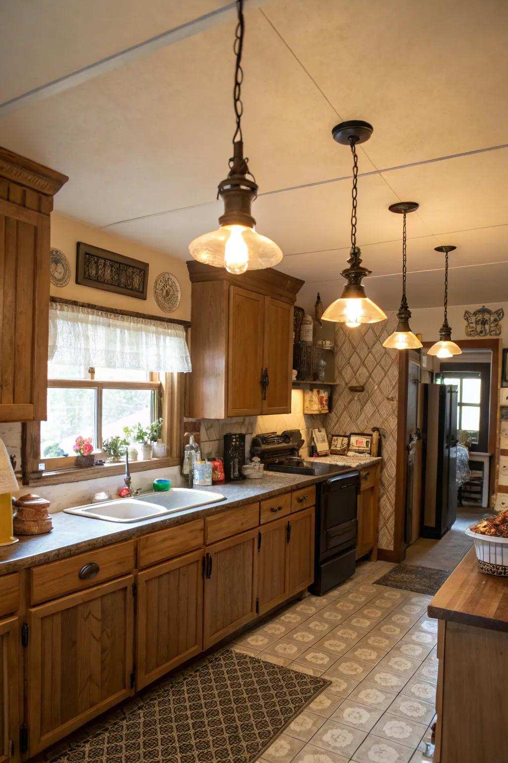 Classic dark elements bring timeless charm to the kitchen.
