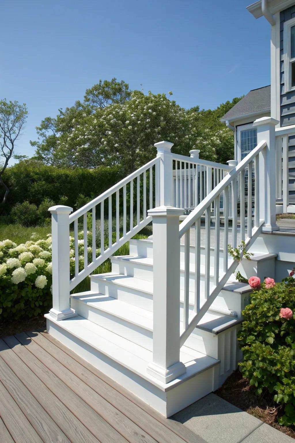Classic white steps that offer timeless elegance