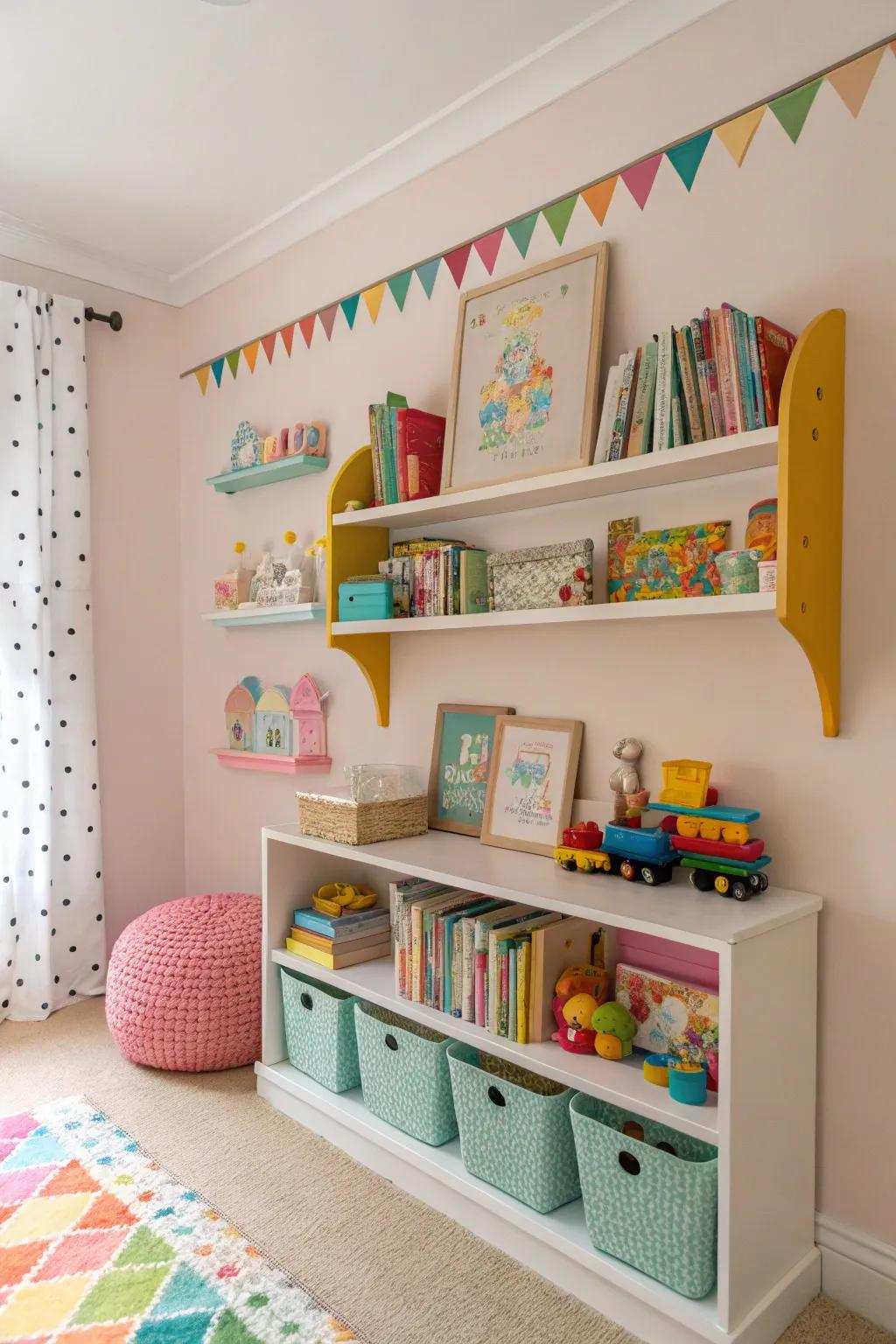 Colorful brackets add whimsy to a child's room.