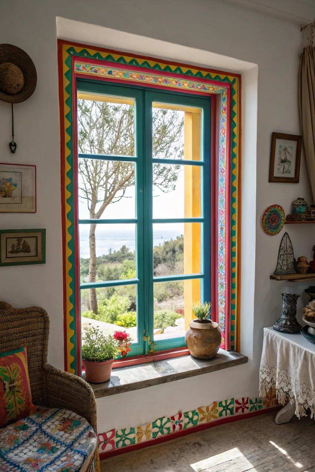 Colorful window border adds character and definition.
