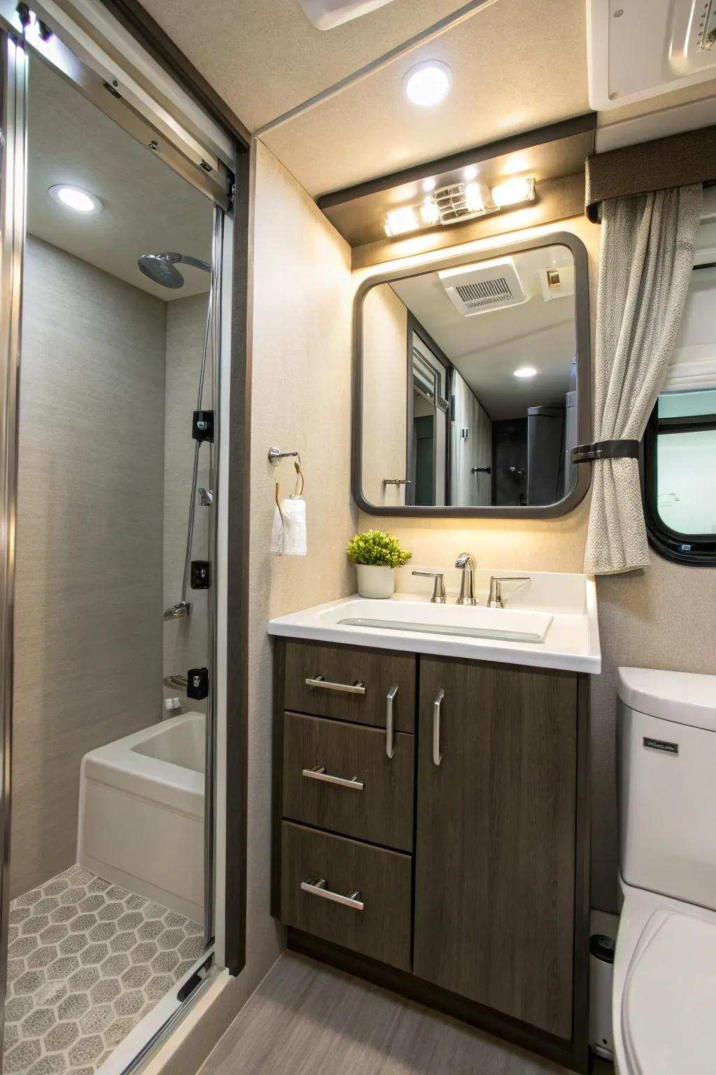 Combine function with a mirror cabinet.