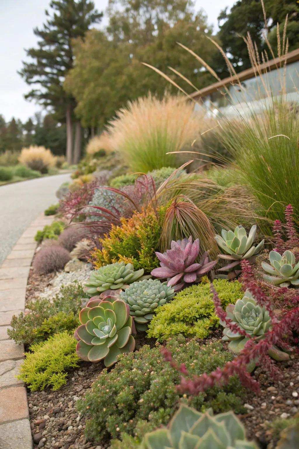 Combined textures produce vibrant garden sights.