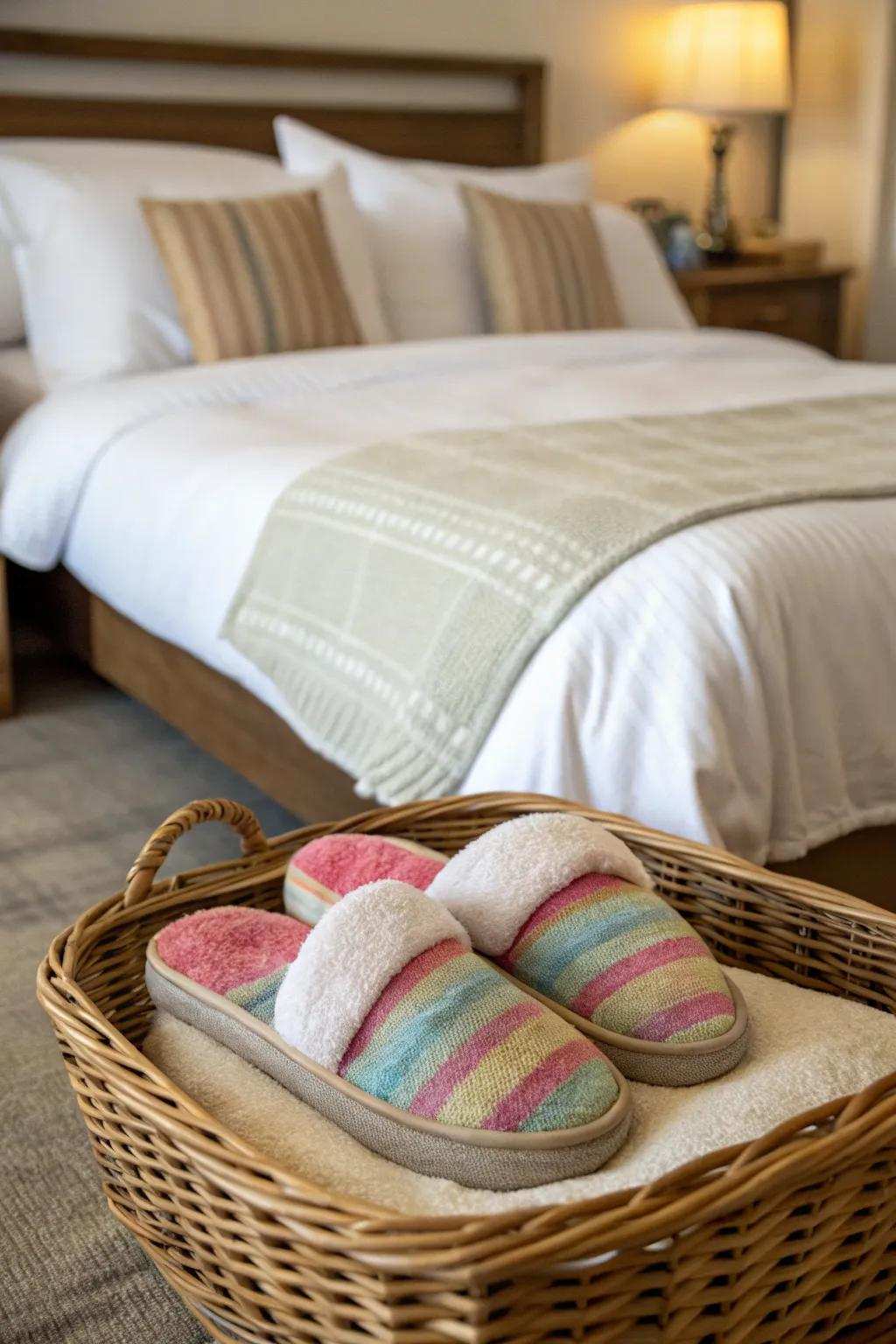 Comfortable slippers designed to make visitors feel perfectly at home.