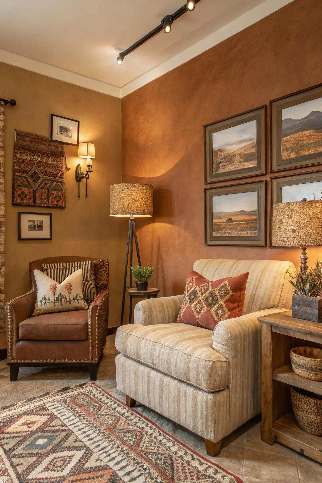 Comforting, natural hues accentuate the inviting sensation of this space.