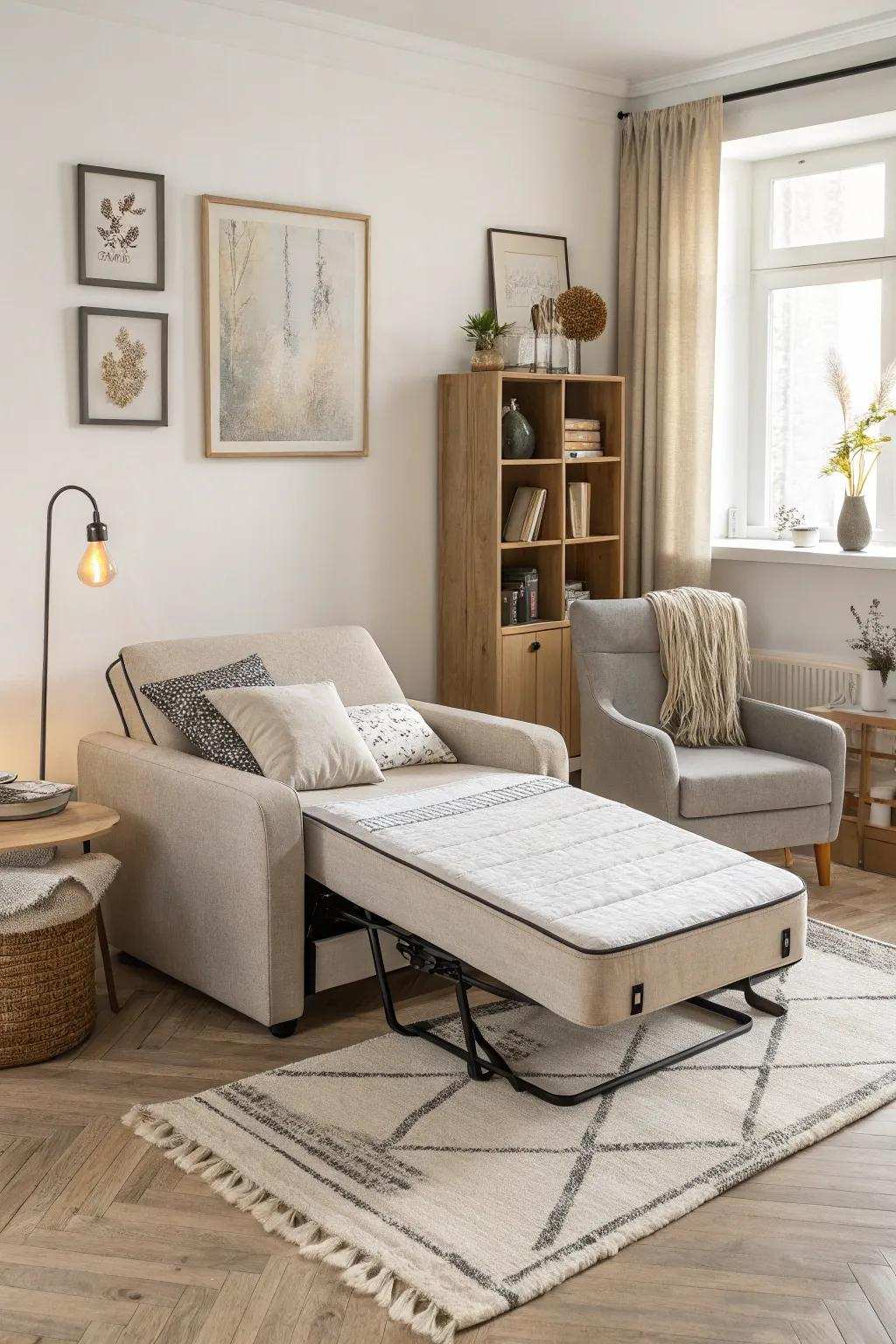 Compact chair bed for flexible living
