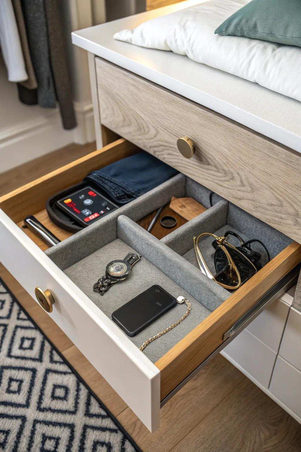 Concealed segments offer added protection for sensitive items.