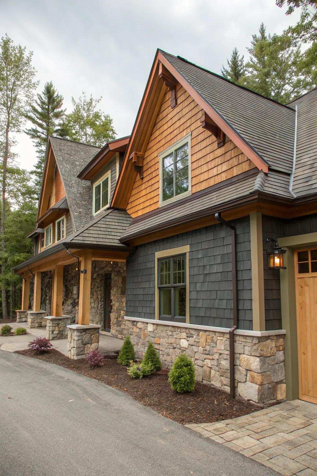Contrasting textures adds depth and visual interest to your home’s exterior.