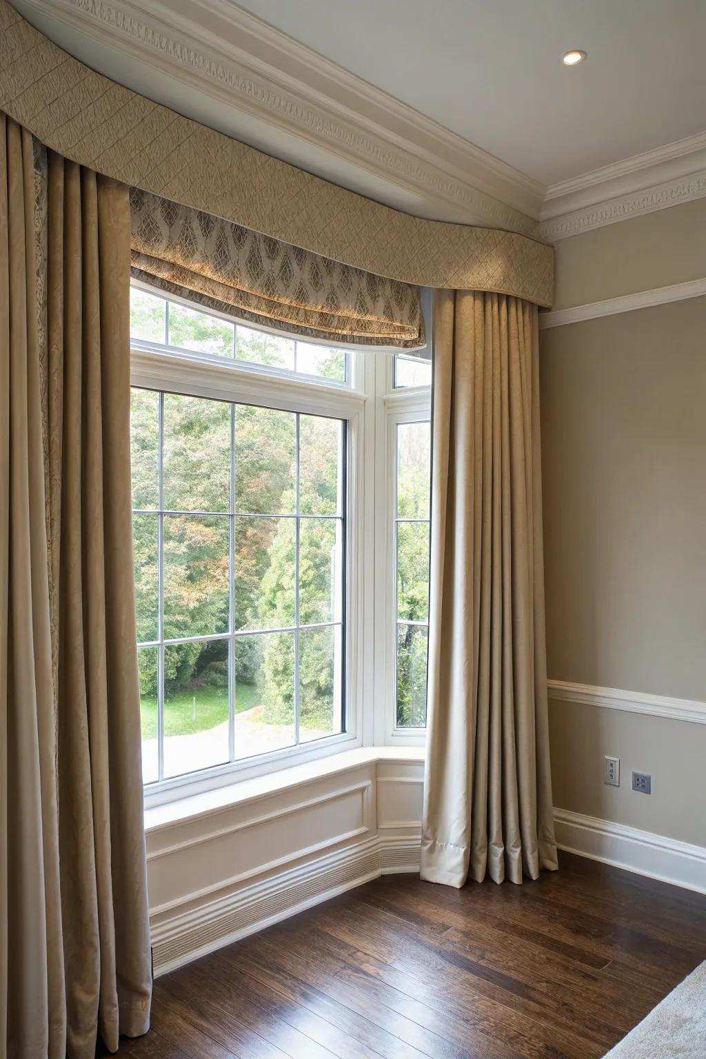 Cornice boards inject an elegant detail.