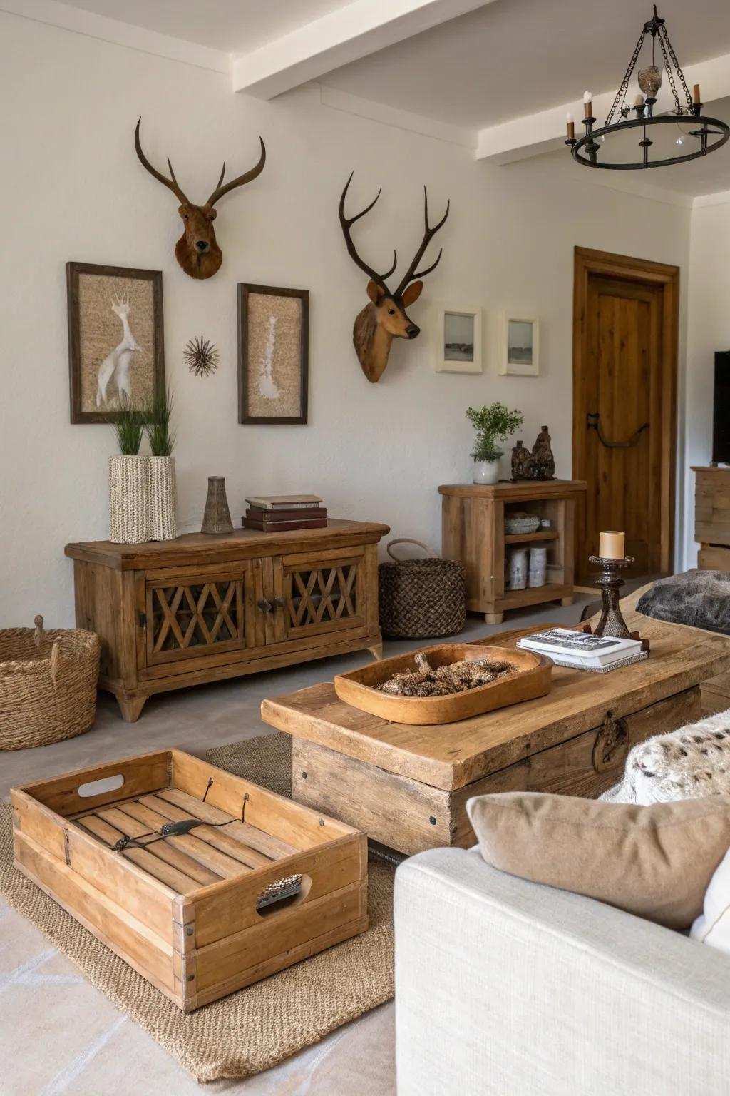 Country accessories can be unique decorative highlights.