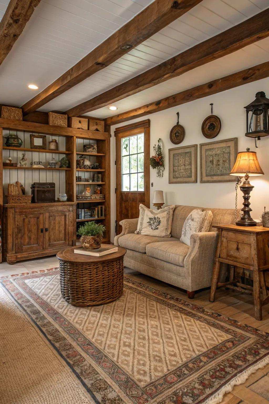 Country decoration adds appeal and history to the space