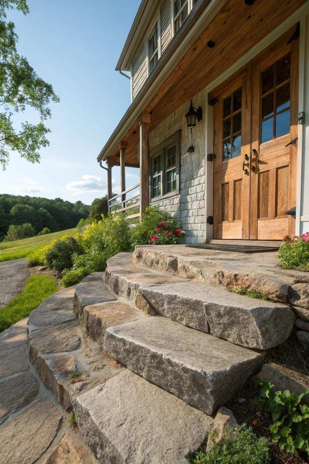 Country stone steps for a countryside charm.