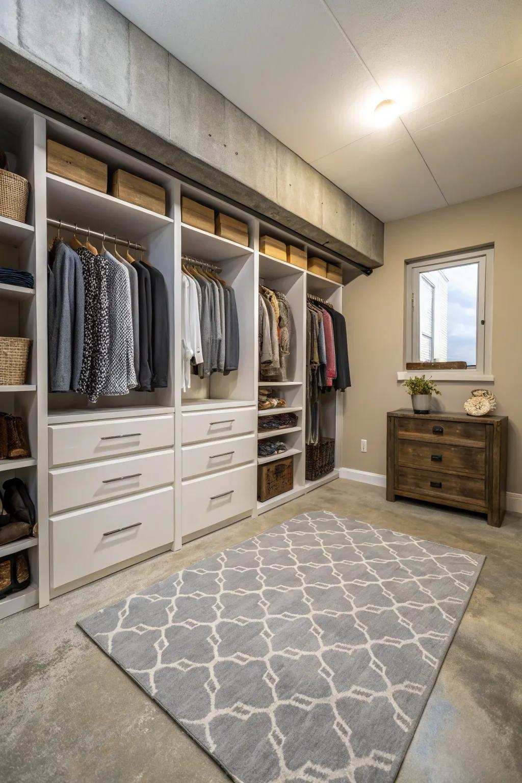 Cozy flooring turns a cold space into a welcoming one.