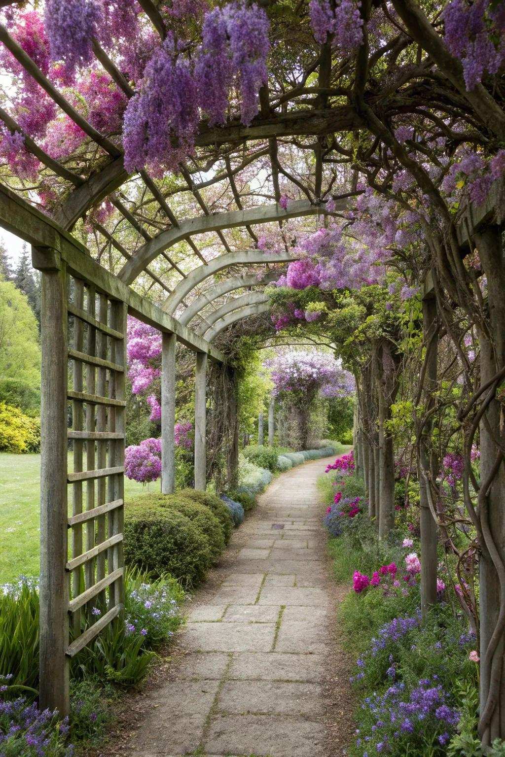 Craft a magical entrance with a lattice-accented archway.