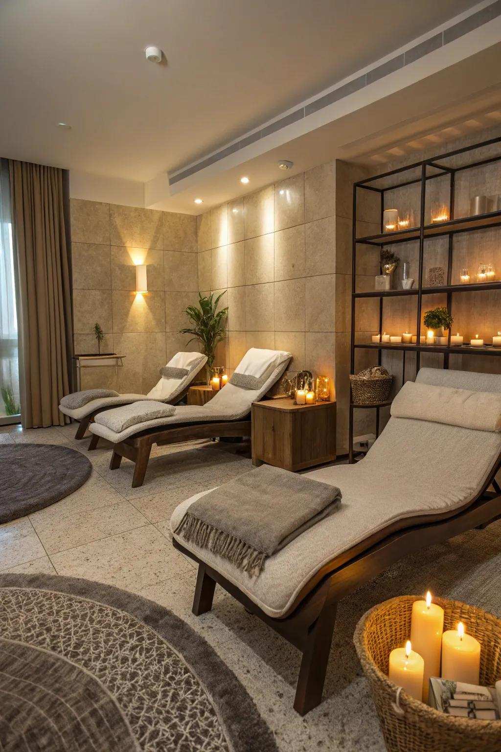 Craft a serene atmosphere with the gentle flicker of flame light.