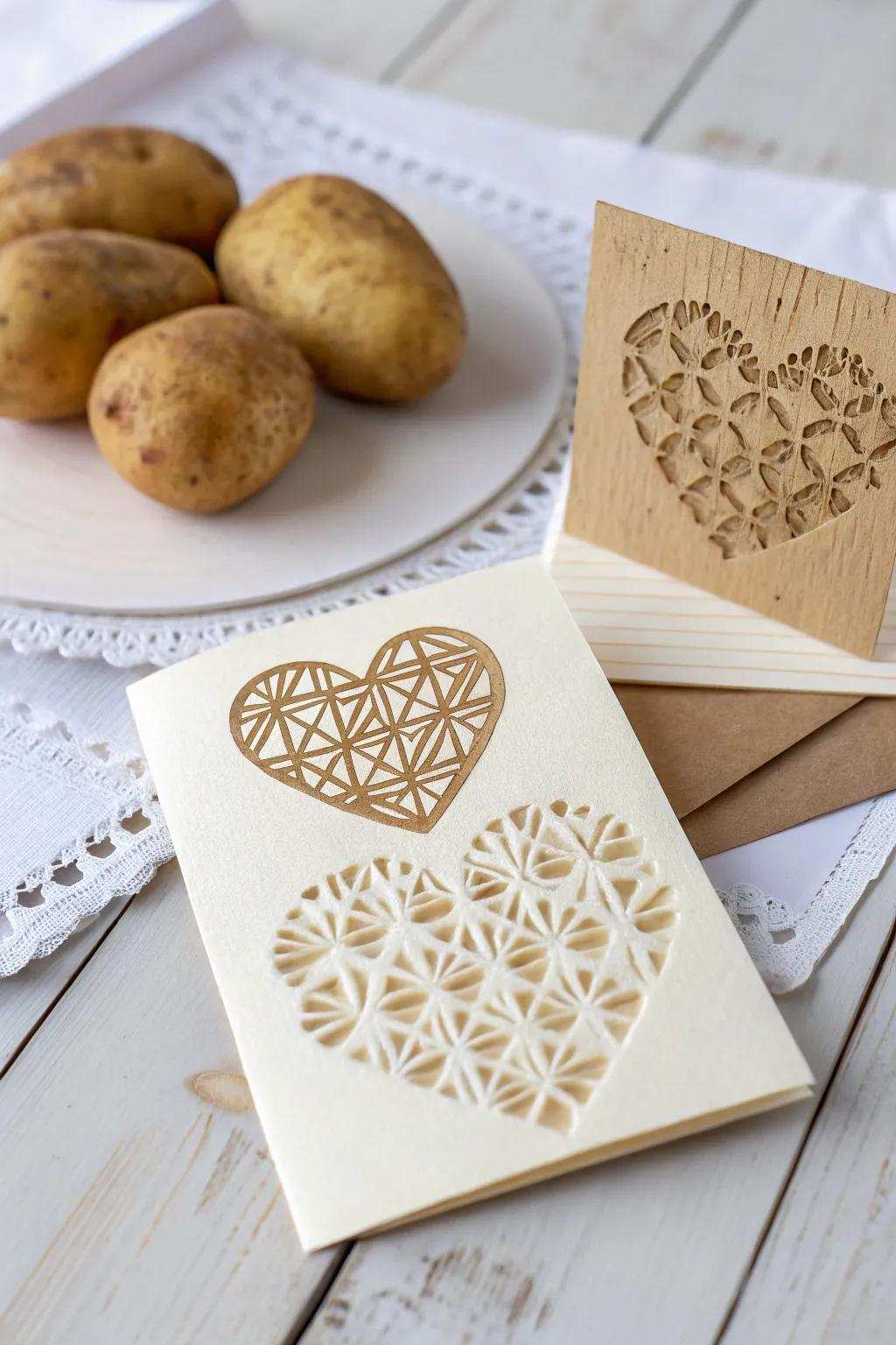 Craft your affection: Create stunning Valentine's notes using simple, nature-inspired stamped patterns.