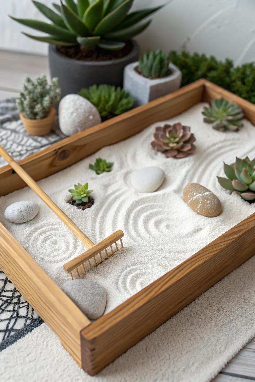Create a serene escape for Dad with this DIY Zen Garden – the perfect blend of simplicity and tranquility.