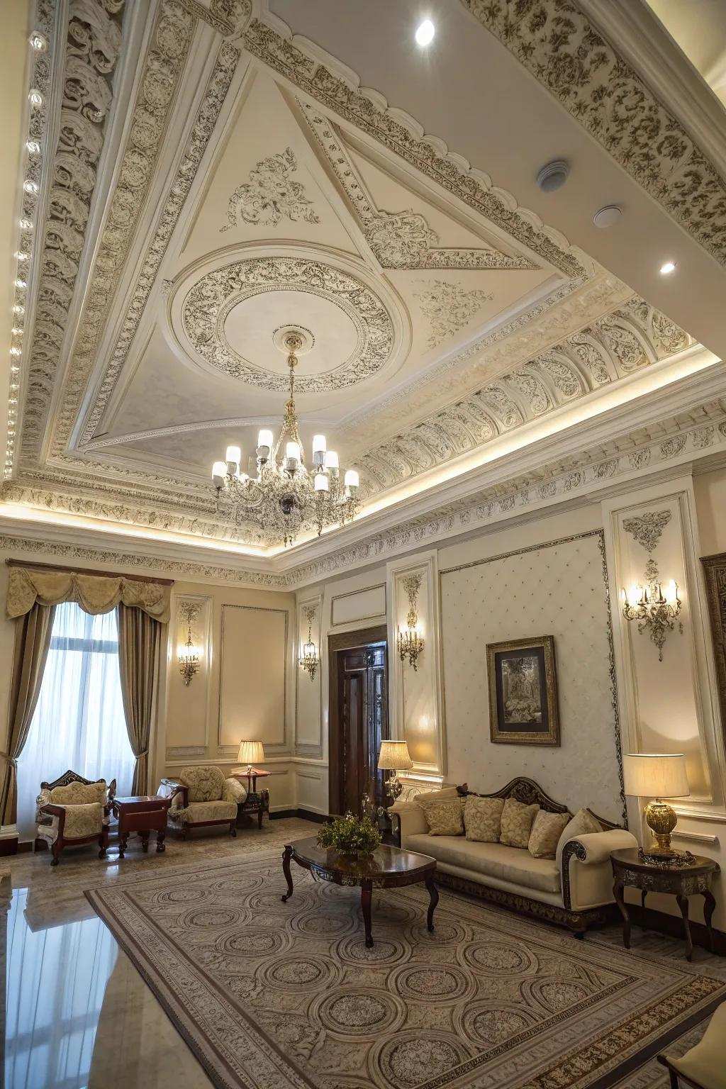 Crown trims fashion a smooth and sophisticated transition from wall to ceiling.