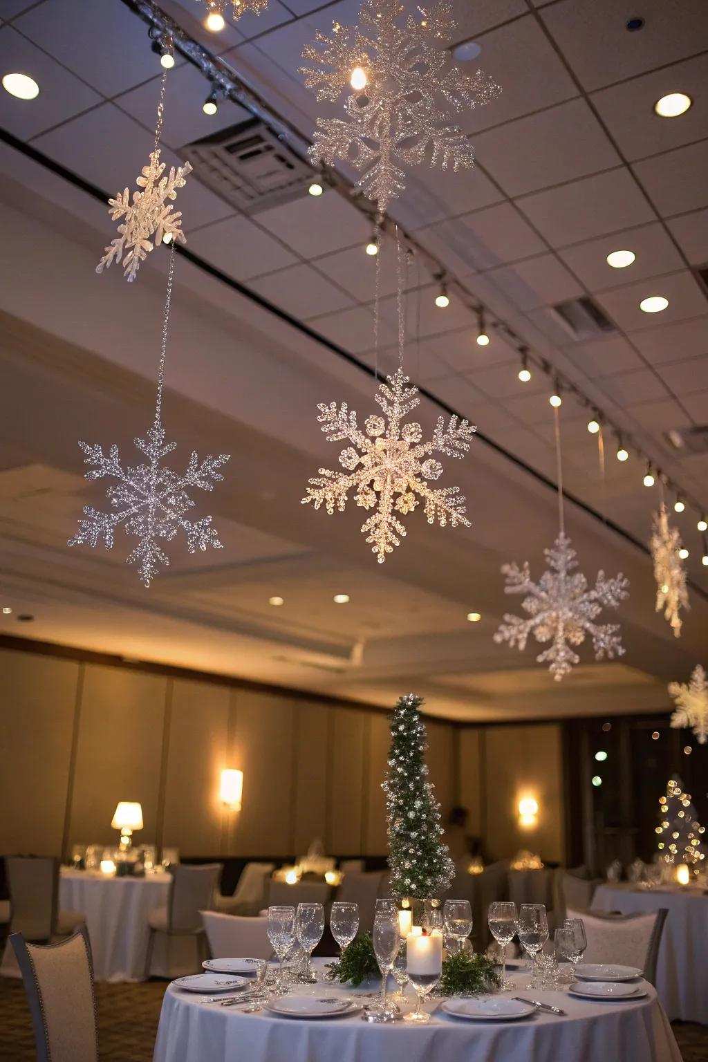 Crystalline snowflakes contribute a refined element to every winter gala.