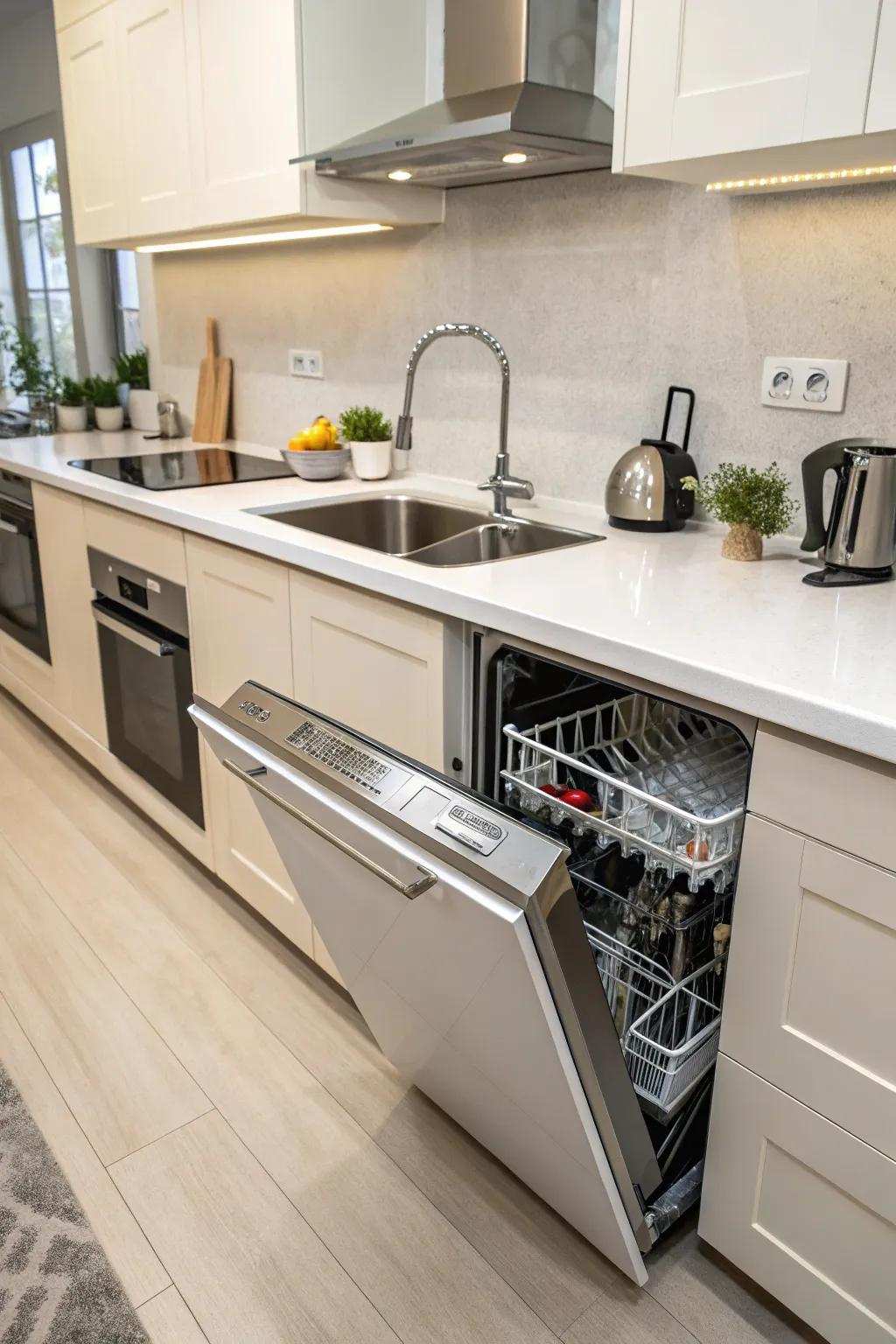 Cutting-edge in-sink dishwashing machine design for supreme area conserving.