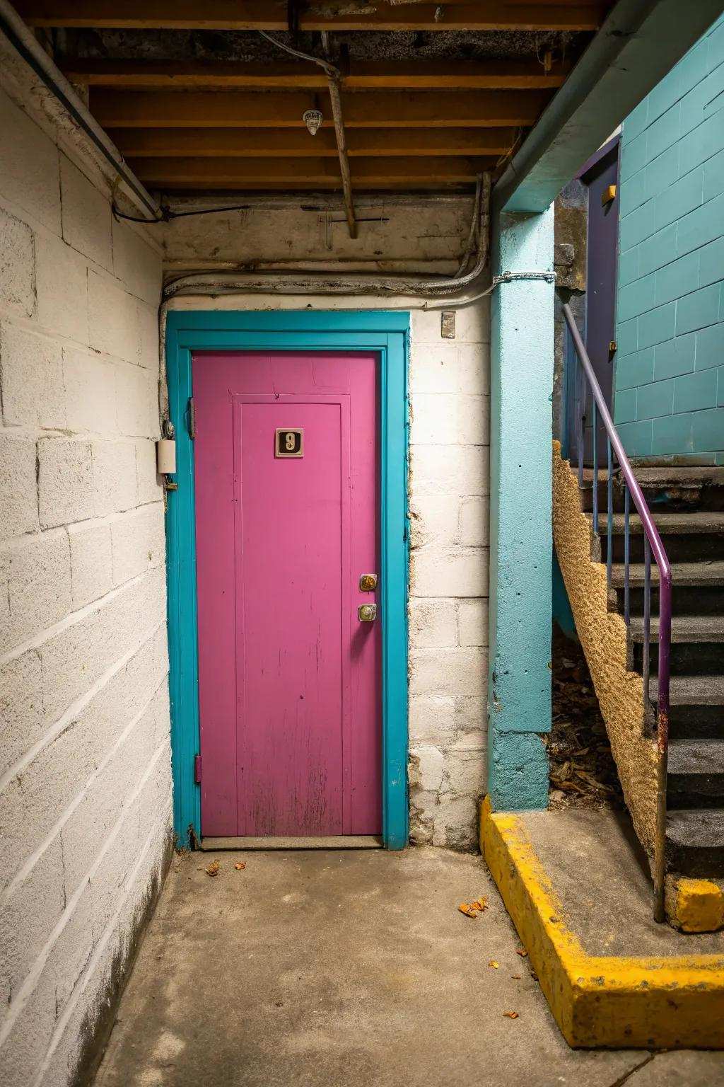Daring colors make your basement entrance pop.