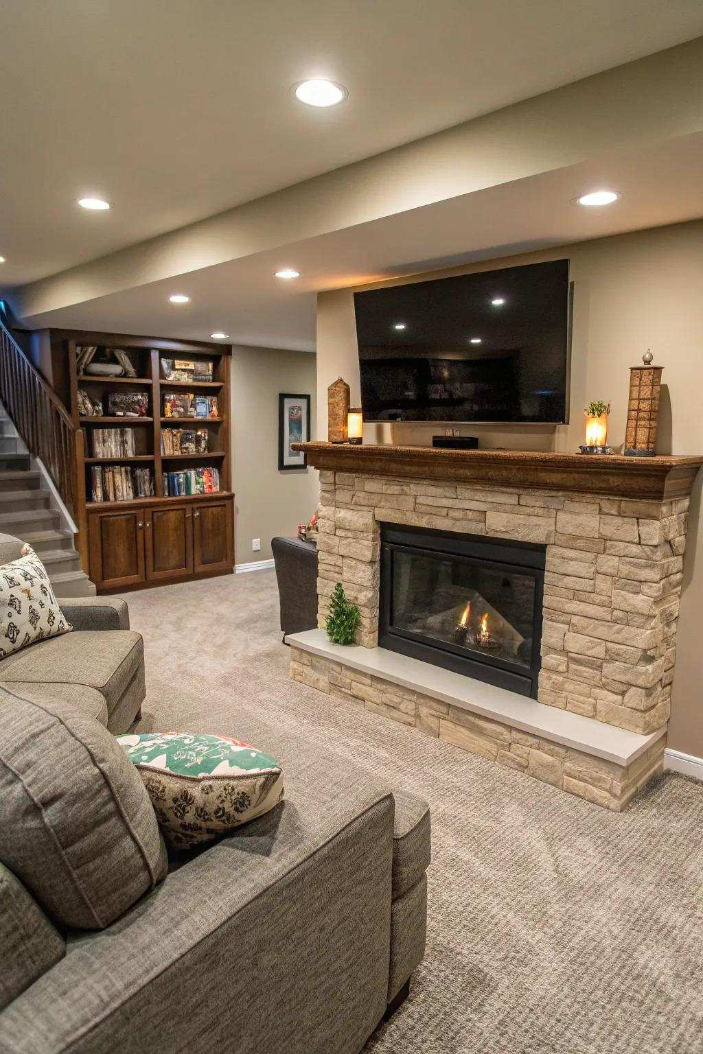 Decorative fireplace.