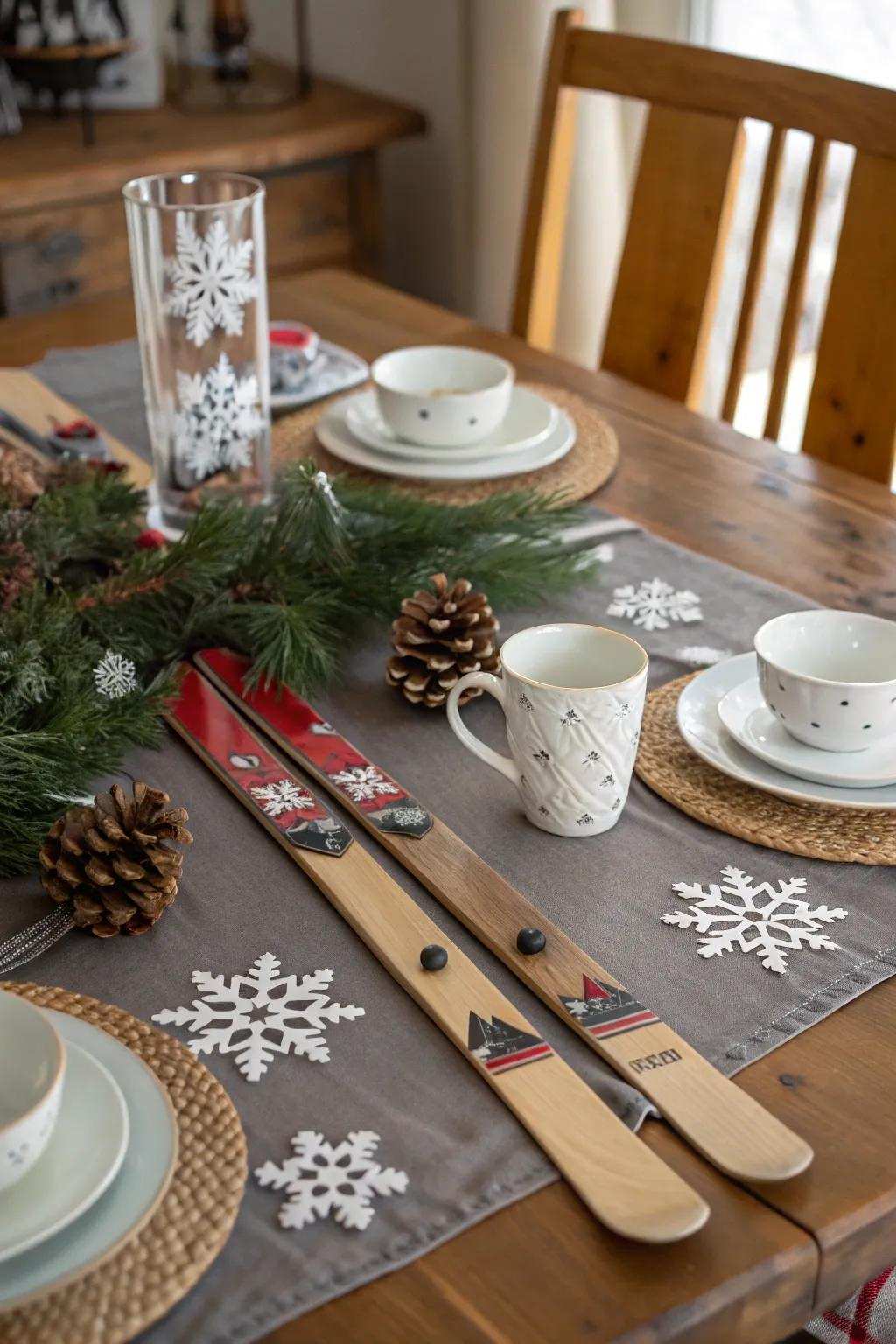 Delight your guests with a ski-themed table setting.