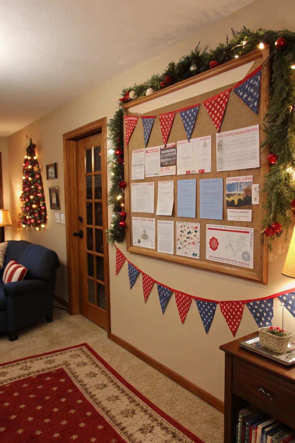 Delightful bunting adds festive charm to any display board.