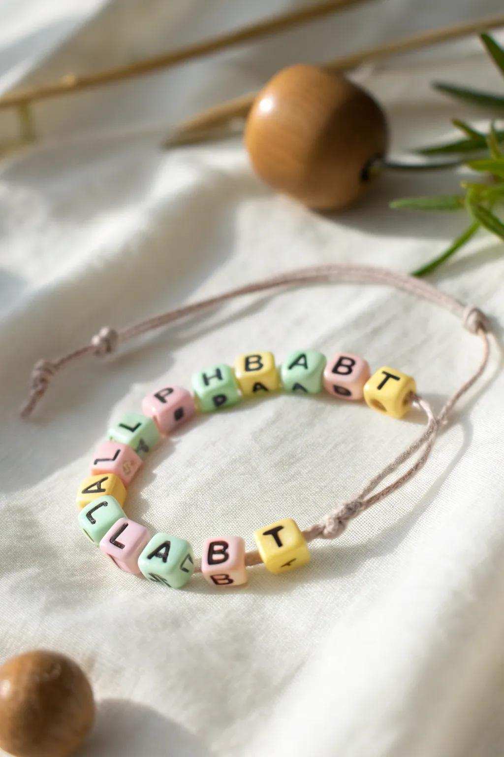 Design an individualized bracelet featuring a splash of color and a personal touch—perfect for little ones brimming with affection!
