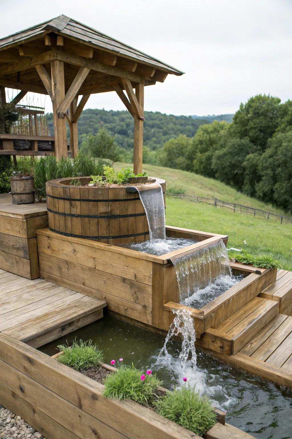 Develop a dynamic environment through multi-level pond aesthetics.