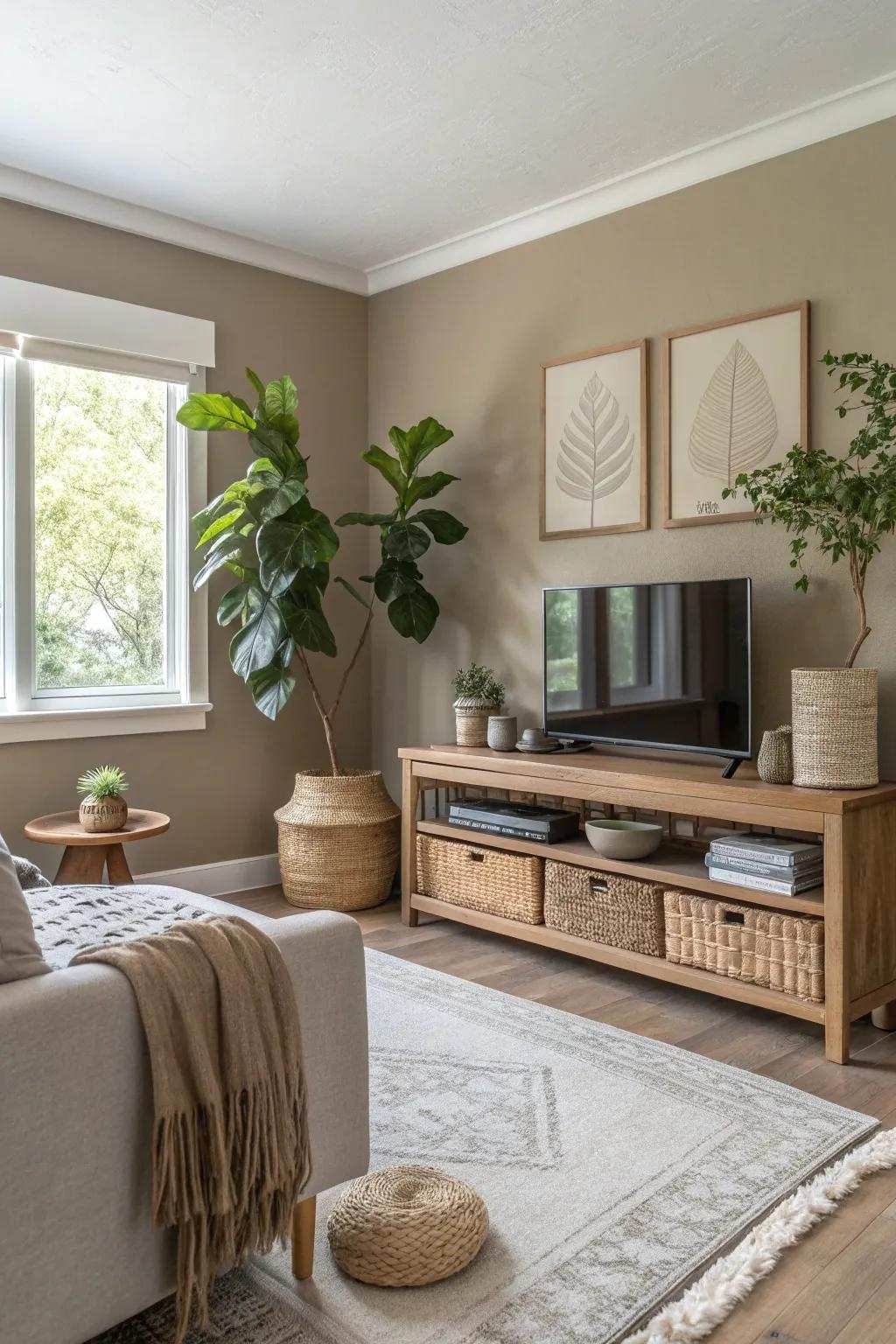 Develop consistency with wall colors that enhance earthy decoration.