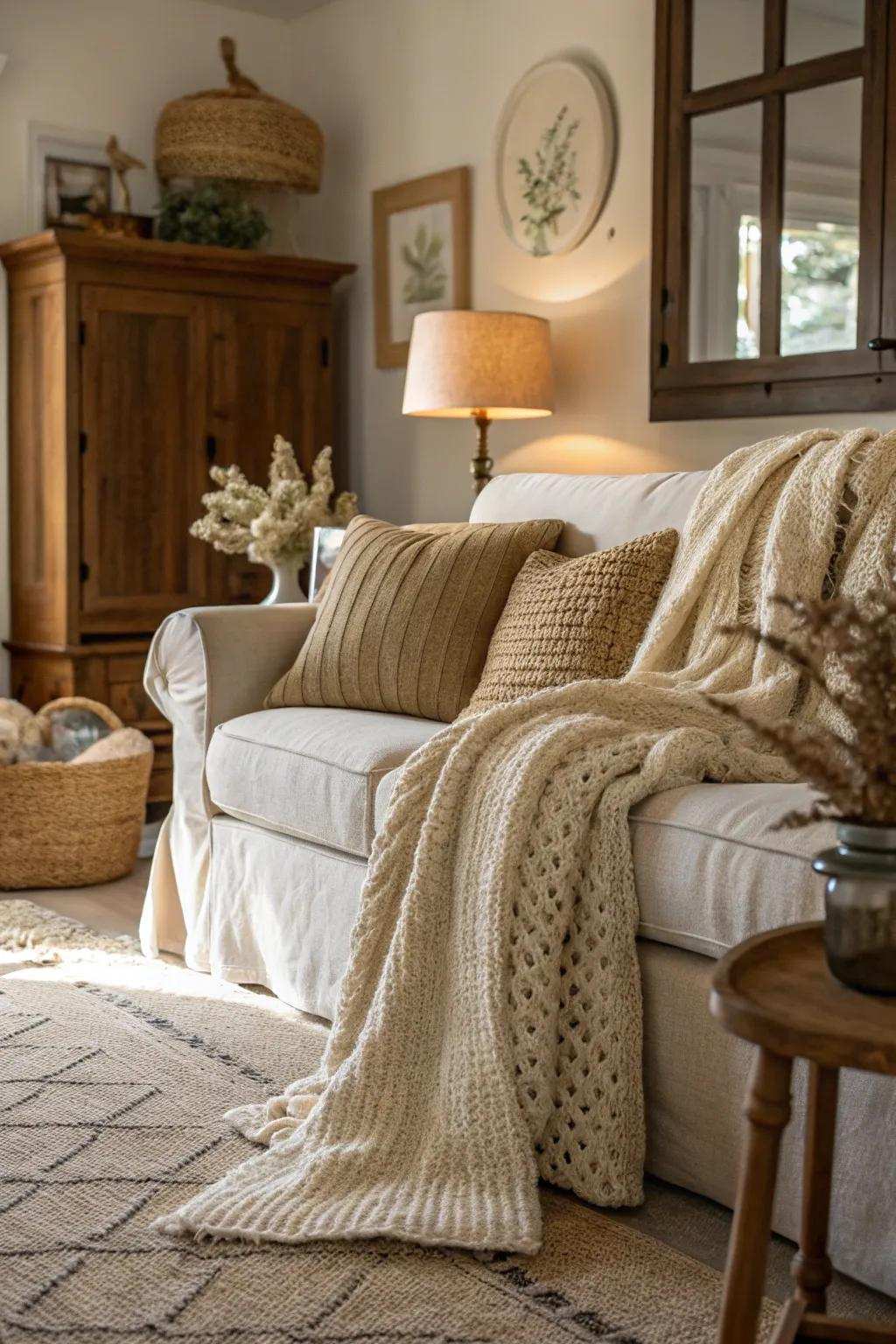 Different textures can make your country-style decor more interesting.