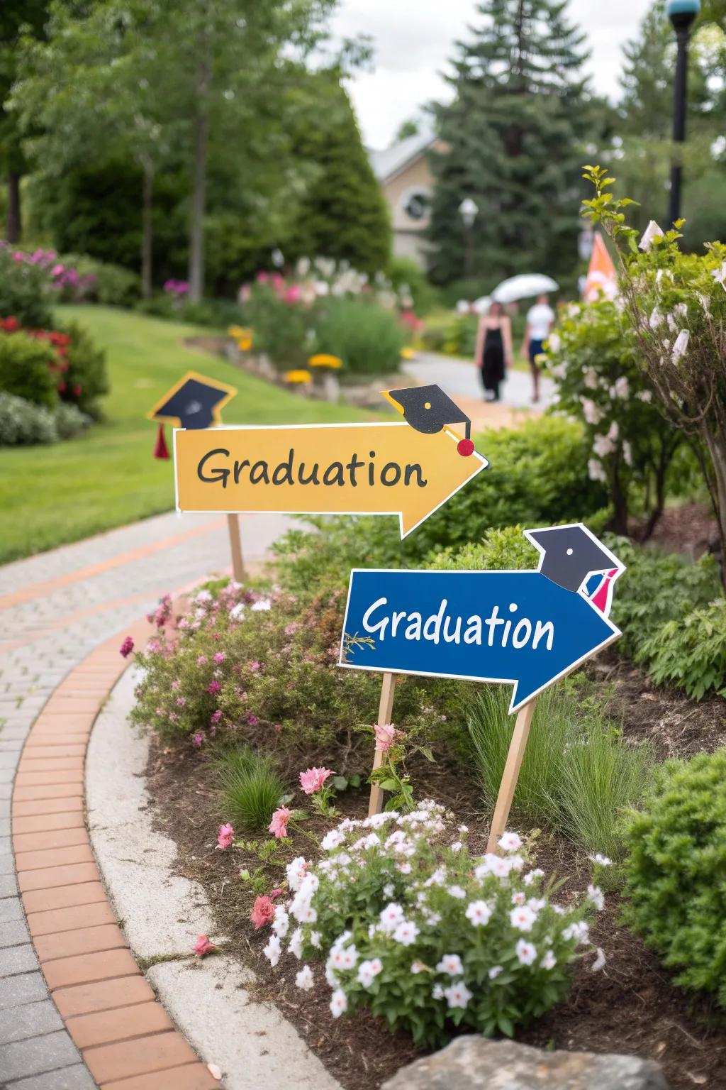 Direct your attendees stylishly using informative garden displays.