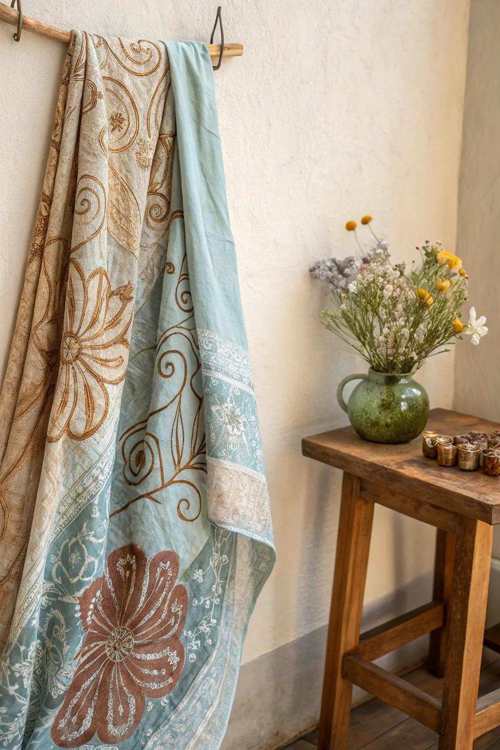 Discover the finesse of textile batik with adhesive for a dash of bohemian grace.