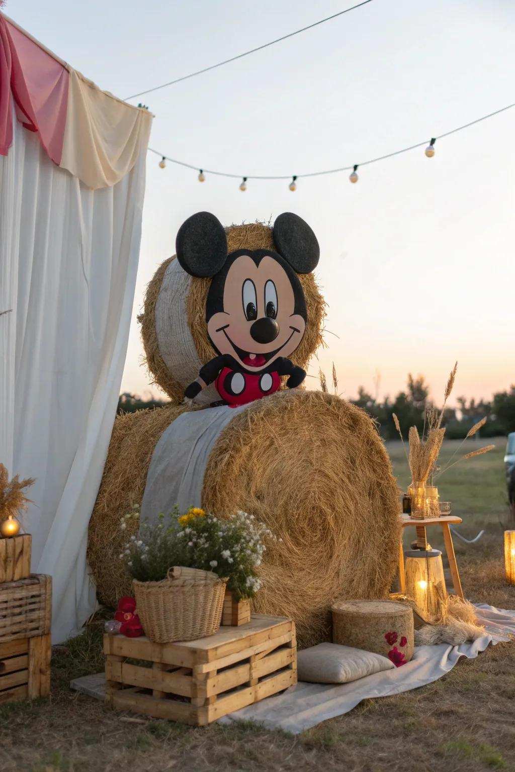 Disseminate joy to all through hay bales adorned as well-loved cartoon characters.