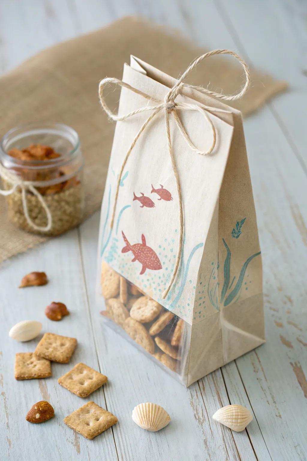 Dive into pleasure with marine-themed snack bags that merge simplicity and sea-inspired allure!