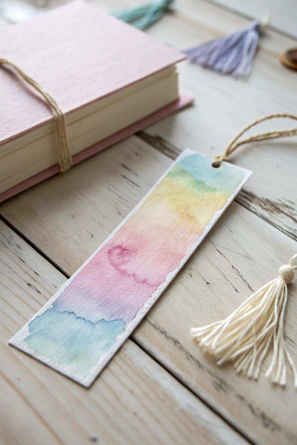 Dive into the serene beauty of aquarelle fantasies with this handcrafted page saver.