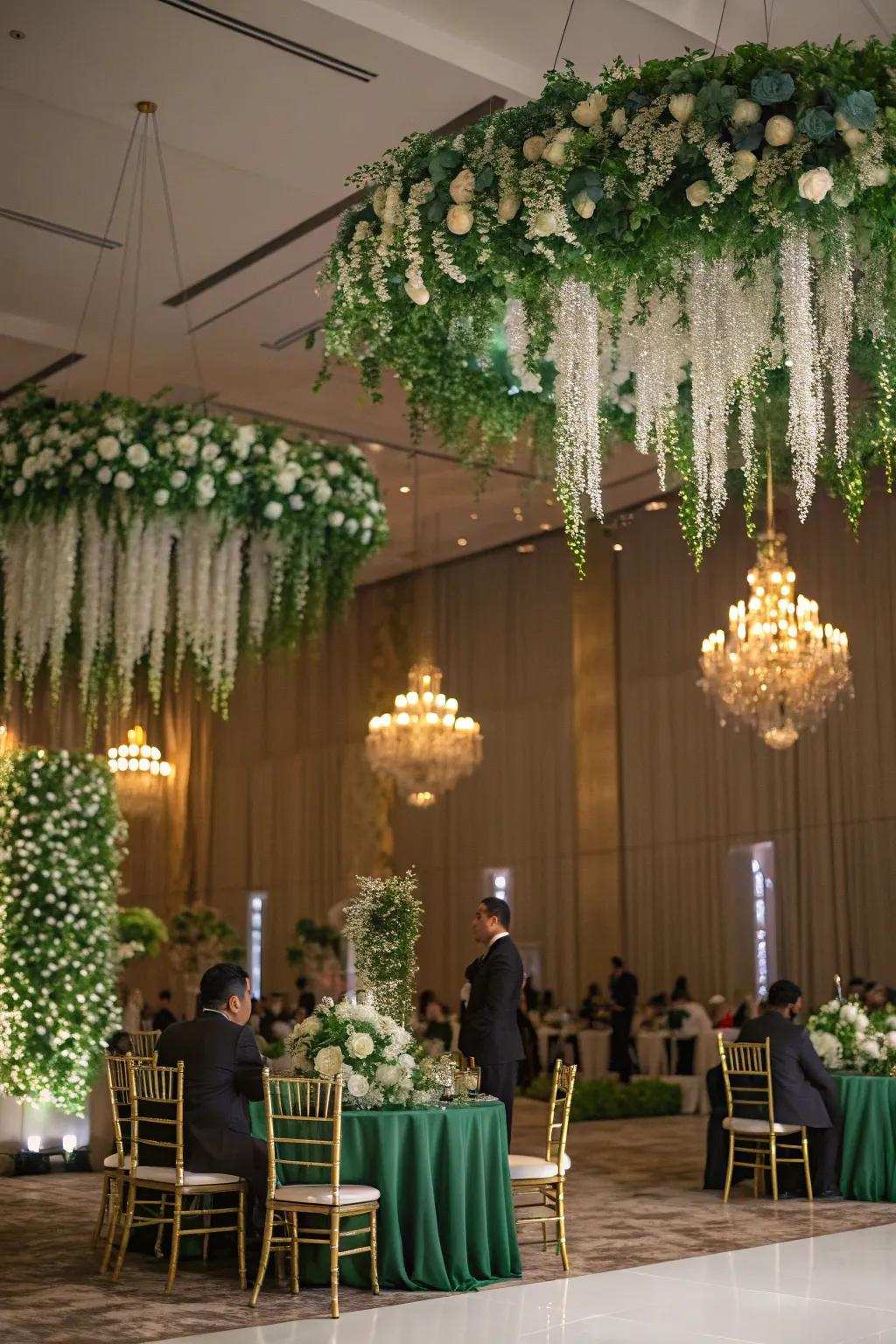 Dramatic floral installs creating a stunning focal point.
