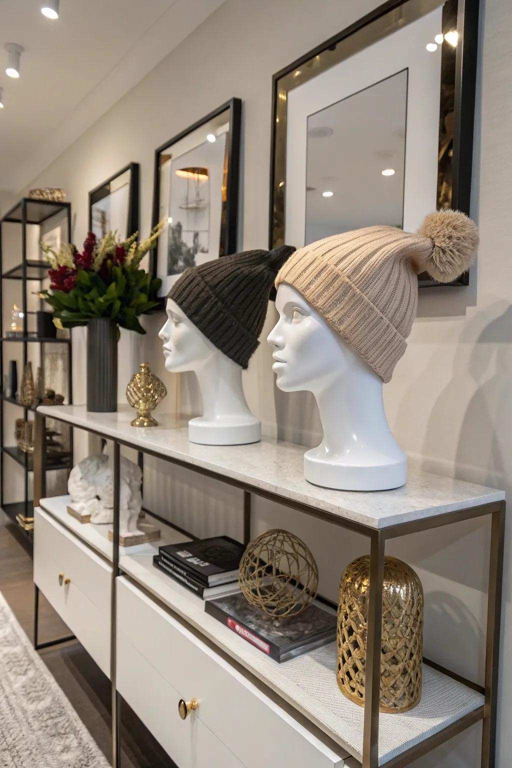 Dummy heads bring a lifelike dimension to your head hugger display.