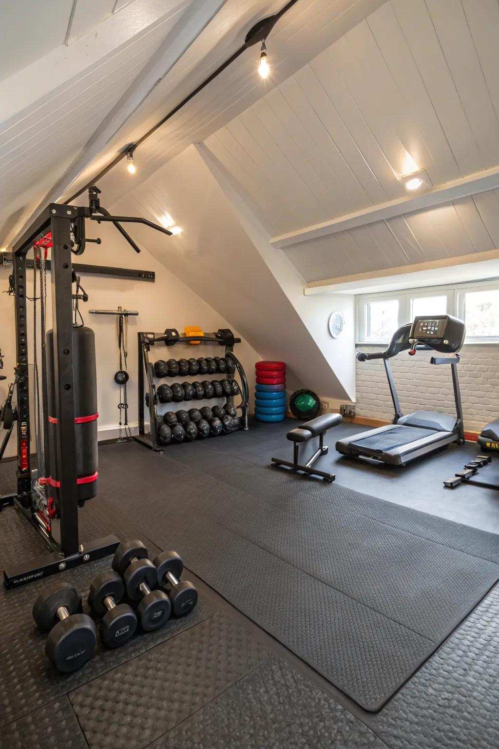 During workouts, sturdy flooring ensures safety and stability.