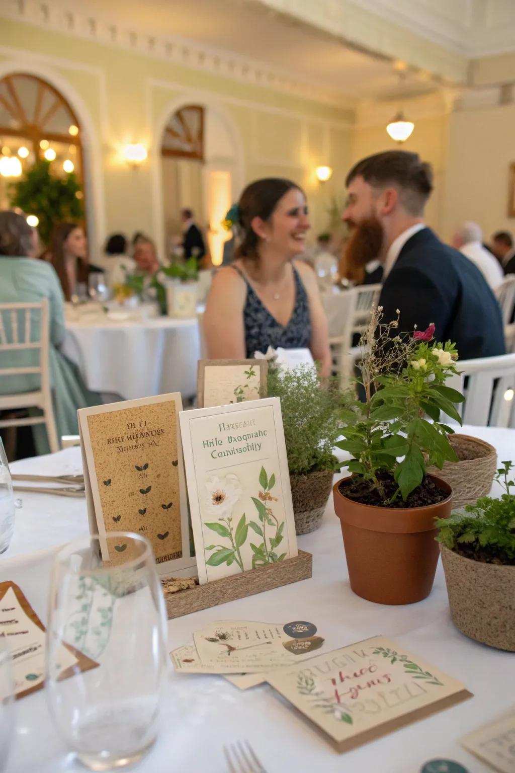 Earth-conscious party gifts like plantable seed papers make thoughtful gifts.
