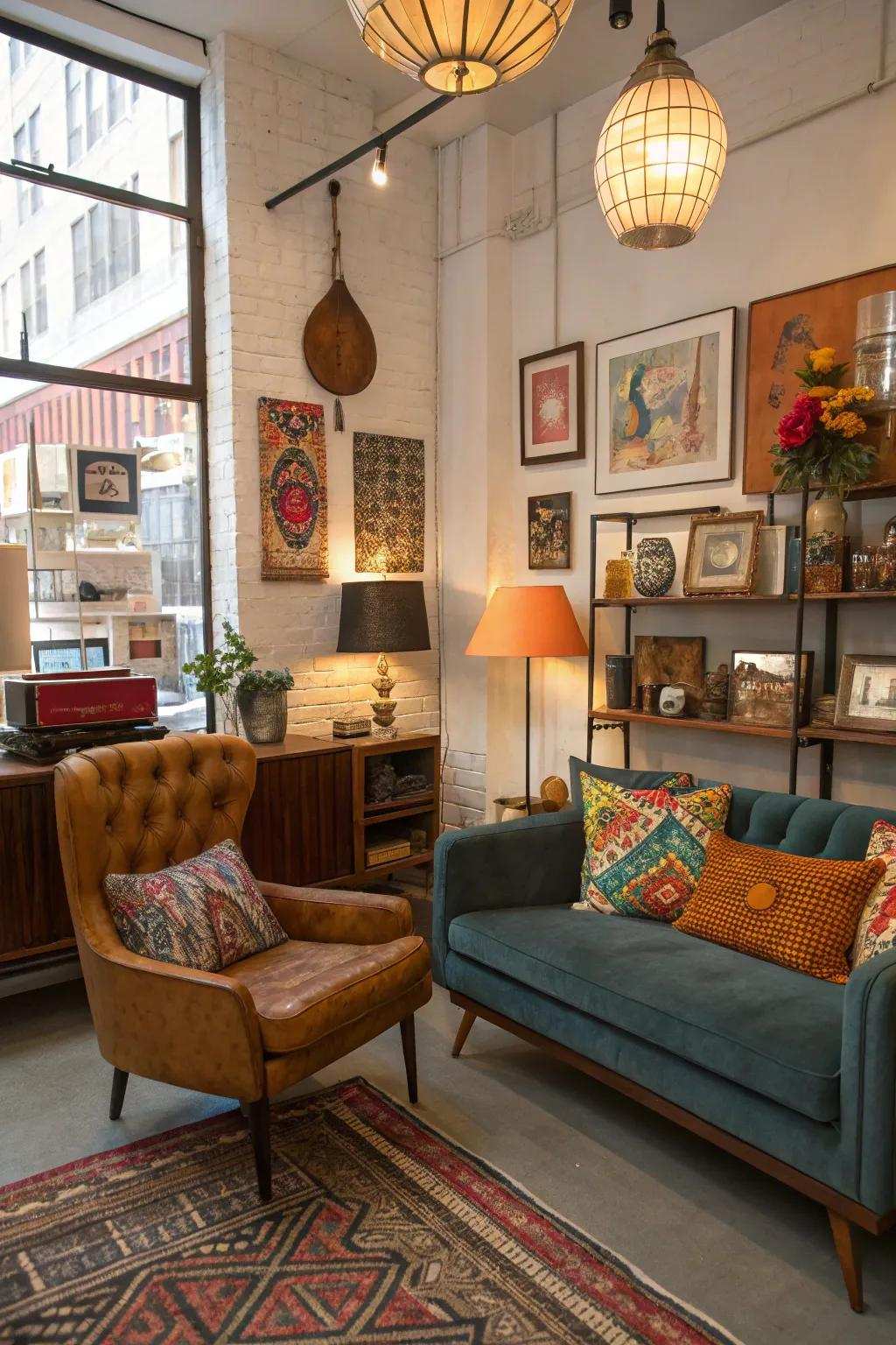 Eclectic design exhibits personal styling in metropolitan spaces.