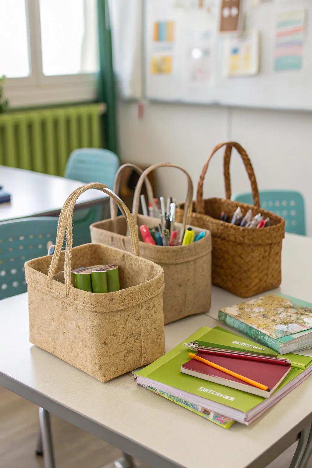 Eco-friendly organizers advancing a sustainable learning space